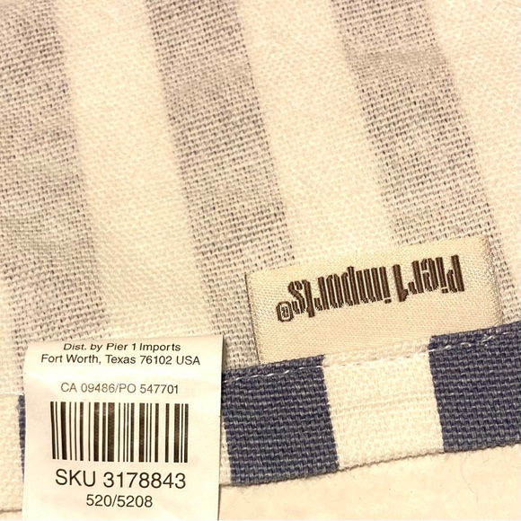PIER 1 IMPORTS Nautical Stripe Fish Lace Embroidered Zig Zag Towel 29 x 17 in - Picture 7 of 10